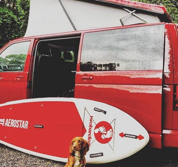 Campervan with dog and SUP